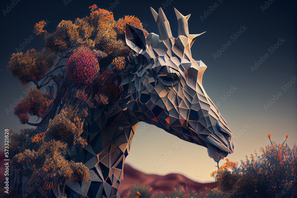 Poster beautiful abstract giraffe background. generative ai technology.