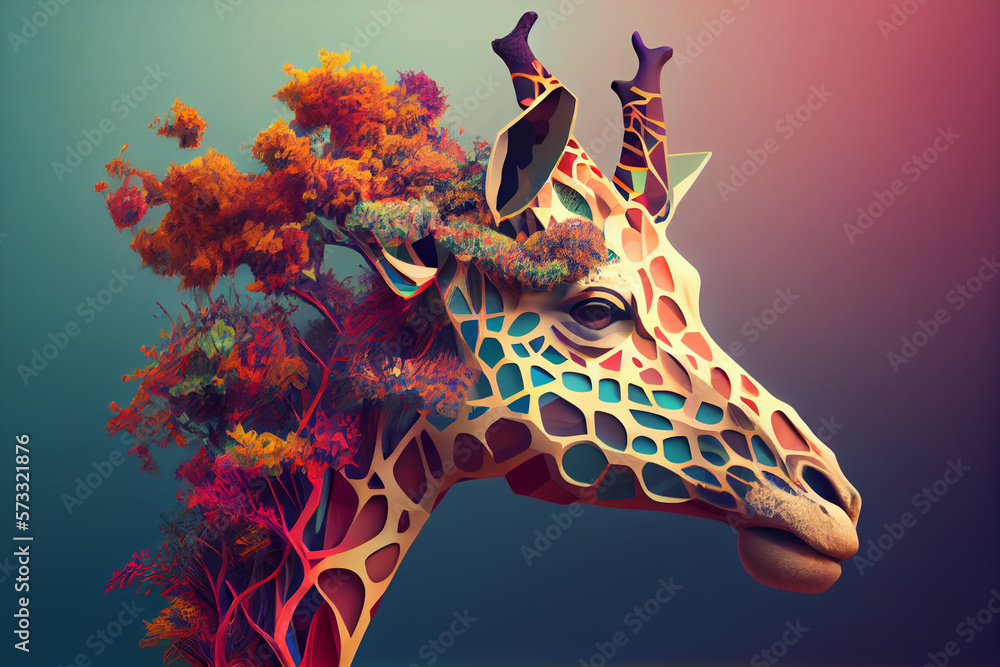 Poster beautiful abstract giraffe background. generative ai technology.