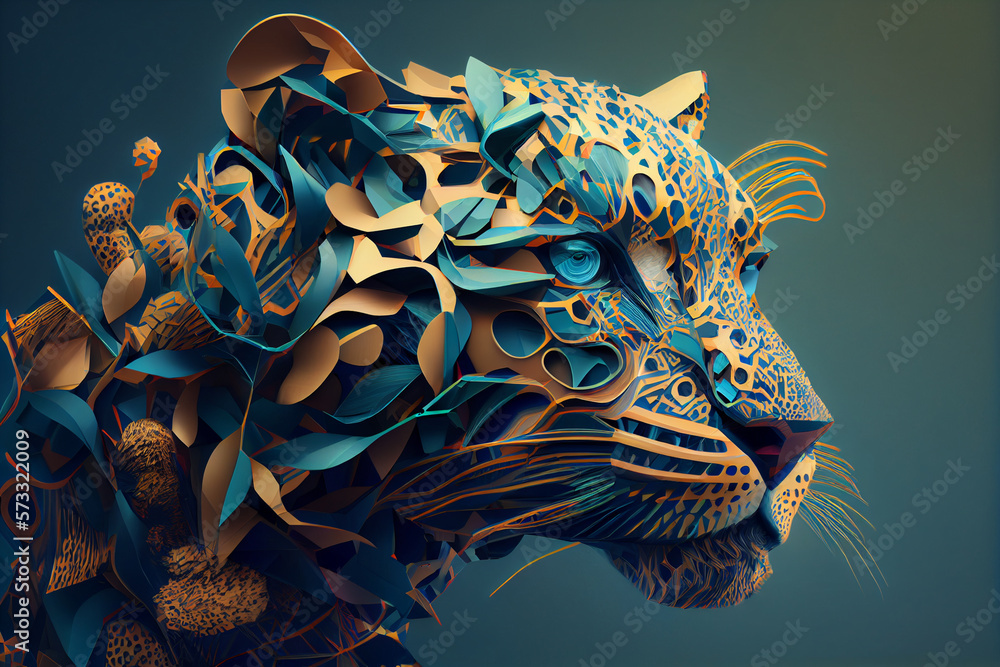Poster beautiful abstract leopard background. generative ai technology.