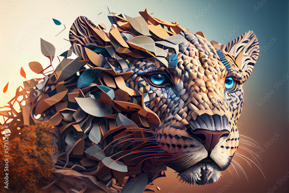 Poster beautiful abstract leopard background. generative ai technology.