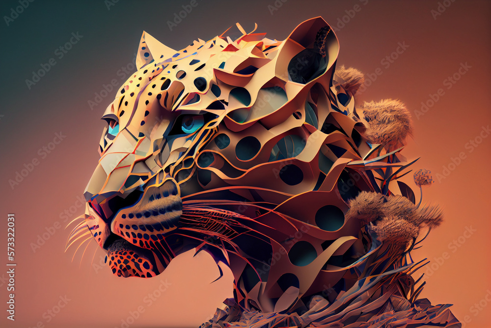 Poster beautiful abstract leopard background. generative ai technology.