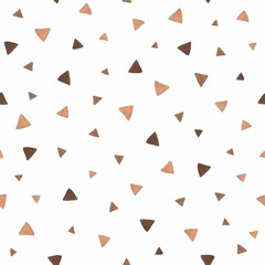 Seamless pattern of brown watercolor triangles on a white background. Texture for textile, paper, wallpaper.