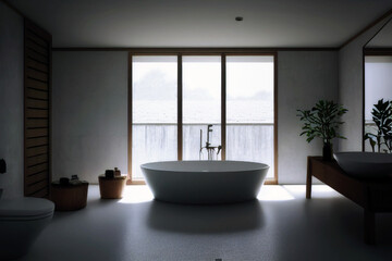 Naklejka na ściany i meble modern bath design. Highly detailed, realistic, photorealistic, octane rendering, super detailed
