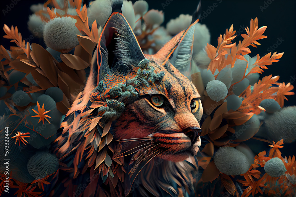 Poster beautiful abstract lynx background. generative ai technology.