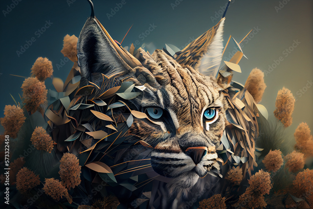 Poster beautiful abstract lynx background. generative ai technology.