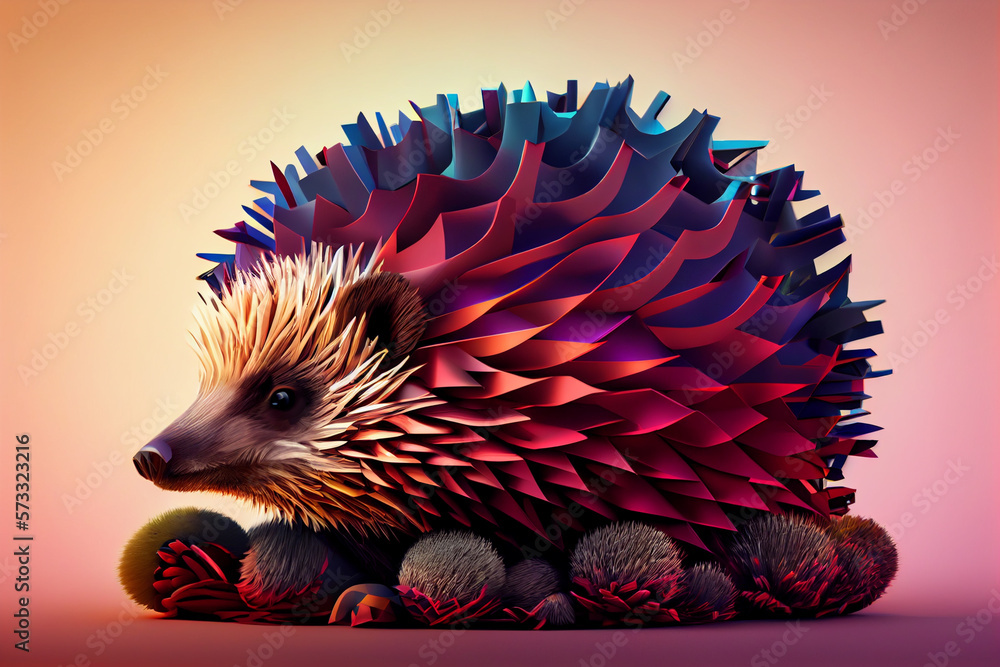 Poster beautiful abstract hedgehog background. generative ai technology.
