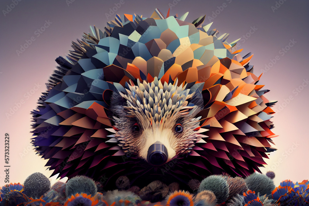 Poster beautiful abstract hedgehog background. generative ai technology.