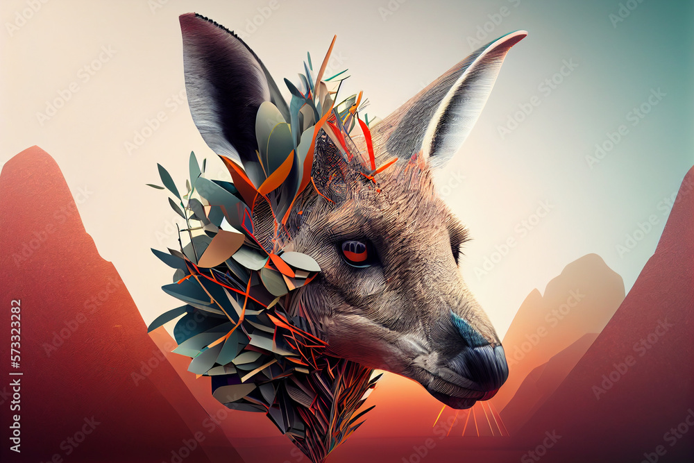 Aufkleber beautiful abstract kangaroo background. generative ai technology.