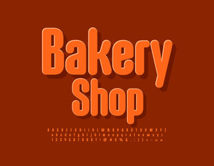 Vector modern logo Bakery Shop with bright Alphabet Letters, Numbers and Symbols set. Creative trendy Font