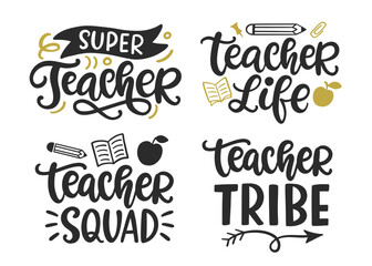 Teachers gift card hand written lettering collection
