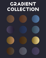 Fashionable color combination. Big collection of gradients. Vector illustration