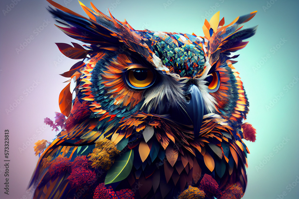 Poster beautiful abstract owl background. generative ai technology