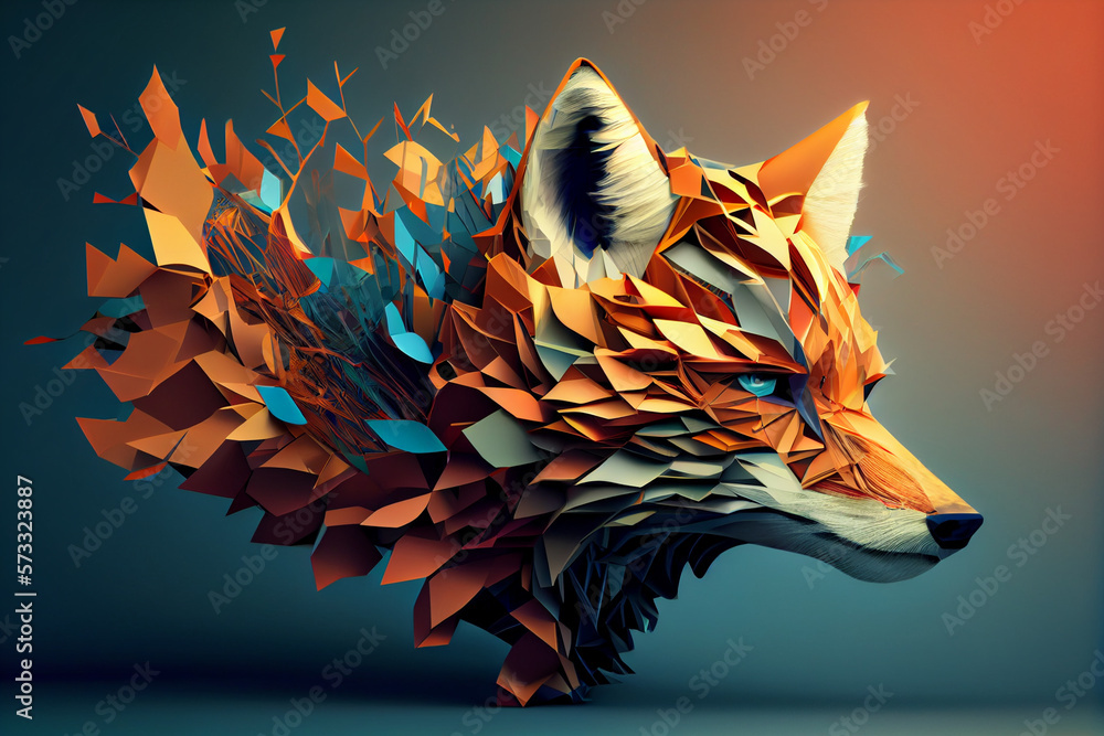 Poster beautiful abstract fox background. generative ai technology