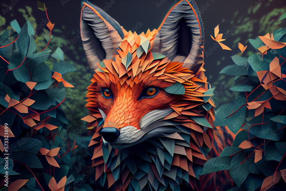 Aufkleber Beautiful abstract fox background. Generative AI technology