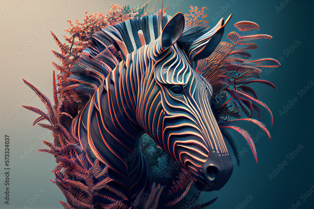 Poster Beautiful abstract Zebra background. Generative AI technology