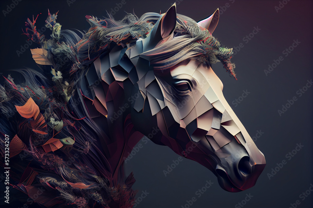 Poster beautiful abstract horse background. generative ai technology.