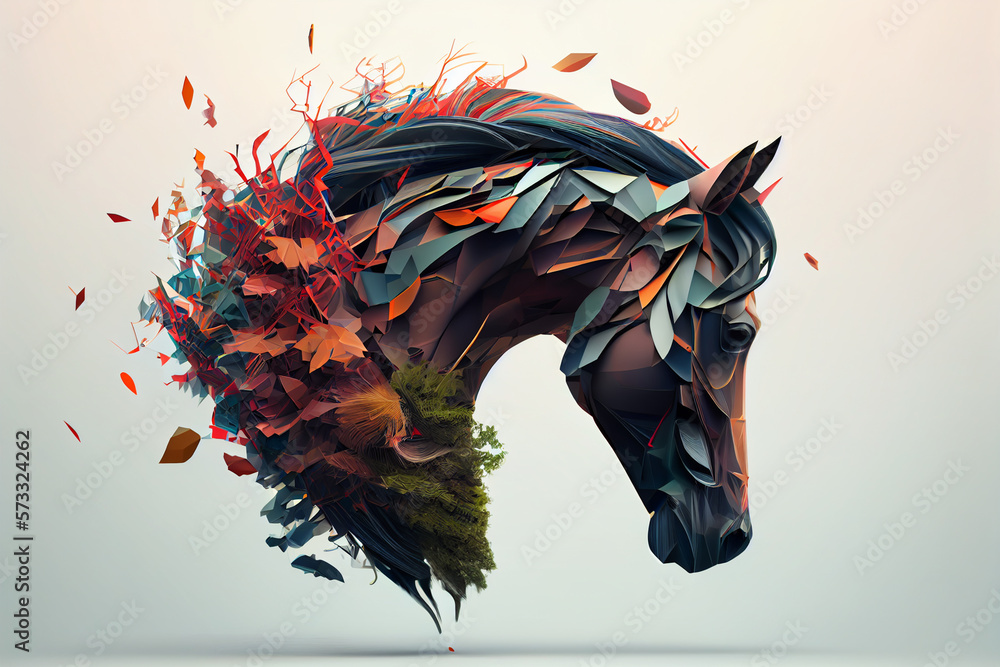 Poster beautiful abstract horse background. generative ai technology.
