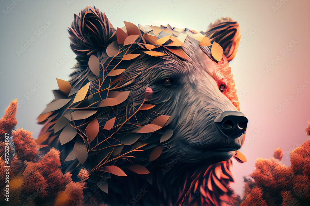Poster beautiful abstract bear background. generative ai technology.