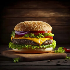 Hamburger fastfood 3D illustration grilled sandwitch