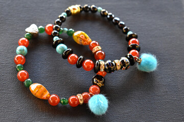 A beaded brooch with crystals