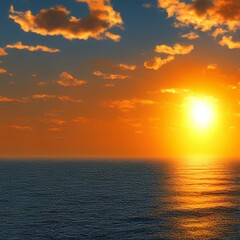 Fototapeta na wymiar 3d image of sun behind the sea - generative ai