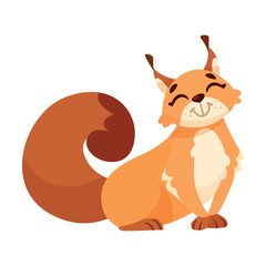 Funny Squirrel with Bushy Tail Happy Smiling Expressing Emotion Vector Illustration