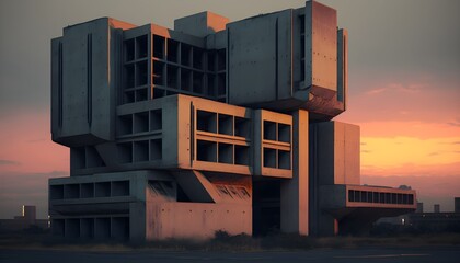 Brutalist Architecture at dusk  