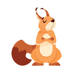 Funny Squirrel with Bushy Tail with Grumpy Face and Folded Paws Expressing Emotion Vector Illustration