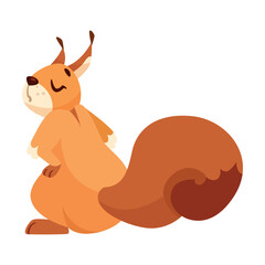 Funny Squirrel with Bushy Tail Having Grumpy Face Expressing Emotion Vector Illustration