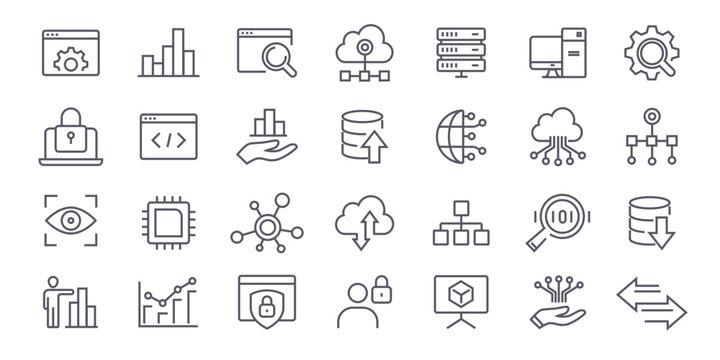 Business & data icons line	