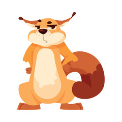 Funny Squirrel with Bushy Tail Having Angry Grumpy Face Expressing Emotion Vector Illustration