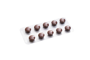 Vitamin tablets in a package of biologically active additives isolated transparent background, png.