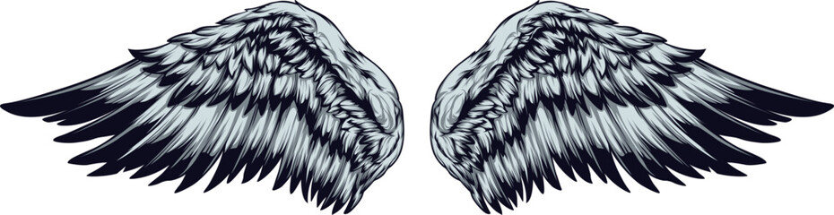 Bird wings illustration tattoo style. Hand drawn design element. © ARTSTOK