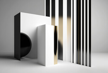 White and grey metallic minimal stripes abstract background. Generative AI