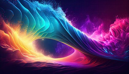 beauty coloful wave background illustration. generative Ai