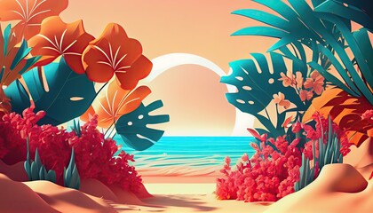summer background illustration. generative Ai