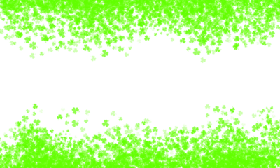 Shamrock Green Background St Patricks Day with green clover leaves falling 