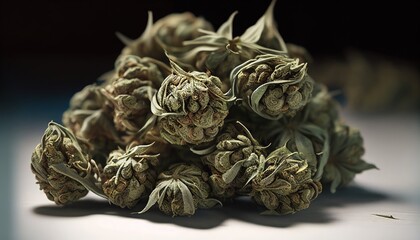 Dried marijuana buds with visible THC. Generative AI