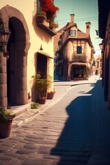 Fototapeta na wymiar Beautiful streets of an old town - generative ai