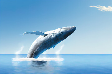 Fototapeta premium A whale breaching water. 