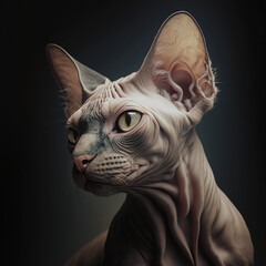  Portrait of a cat Sphynx. Very expressive eyes.