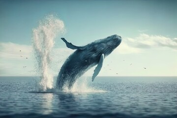 Fototapeta premium A whale breaching water. 