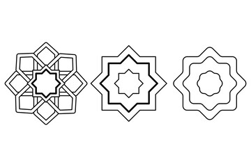 Islamic ornament collection. Muslims, three kinds of forms of Islamic ornaments