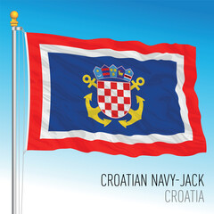 Croatian Navy jack flag, Republic of Croatia, vector illustration