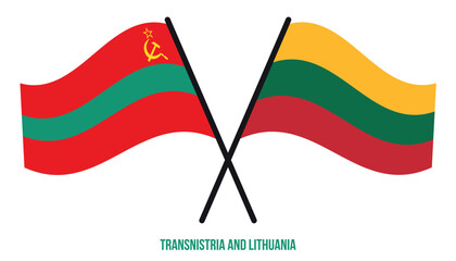 Transnistria and Lithuania Flags Crossed And Waving Flat Style. Official Proportion. Correct Colors.
