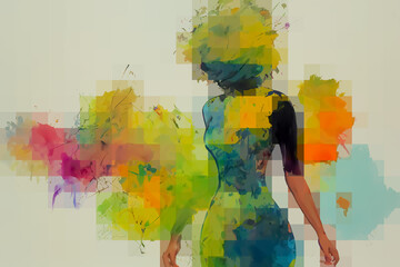 Silhouette of a woman in abstract spring style