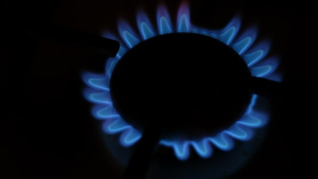 Gas burner close-up. Gas stove. gas burner Ukraine without light