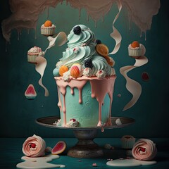 Elegant Fancy Decorated Cake - Generative AI