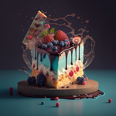 Elegant Fancy Decorated Cake - Generative AI