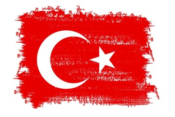 turkish flag painted on white